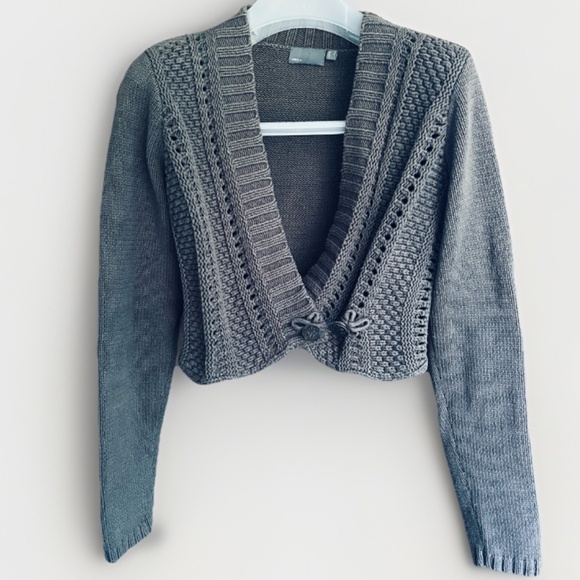 Mexx Women's Olive Green Wrap Open-Knit Jumper Short Cotton Blend Top Size L - Picture 1 of 10